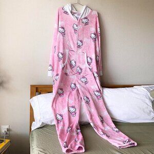 Hello Kitty Pink Fleece Suit Onesie Pajamas Women's XXL